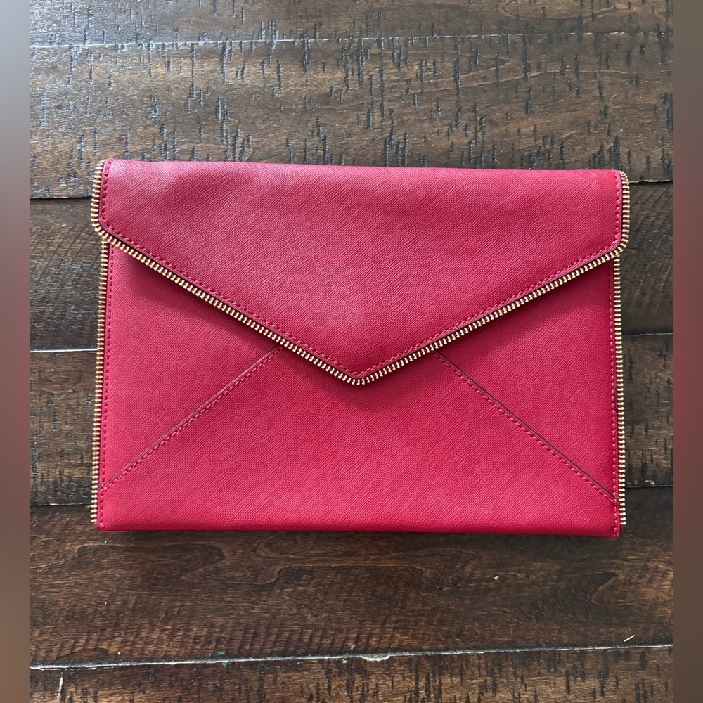 Rebecca  Minkoff Red Saffiano  Leather  Envelope Clutch
